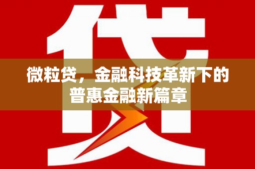 烈屿微粒贷，金融科技革新下的普惠金融新篇章
